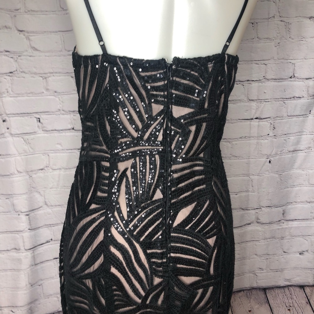 Trixxi black & nude sequin striped long dress sz 7 - Picture 6 of 13